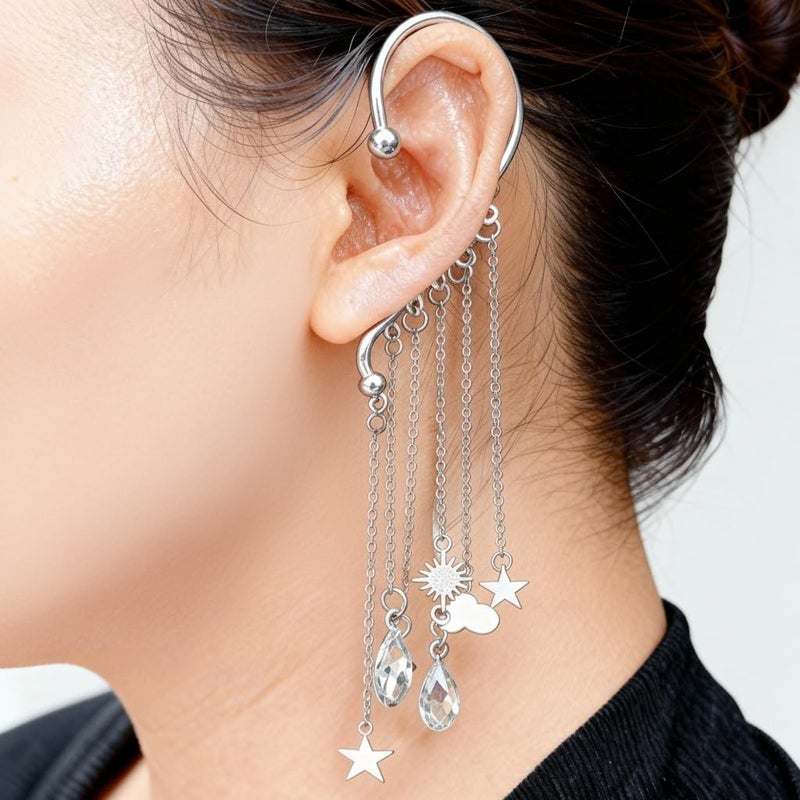 CSIYANJRY99 Elf Ear Cuffs for Women Butterfly Earrings Fairy Ears Goth Punk Ear Cuffs Halloween Accessorie Gothic Punk Jewelry Wrap Droping Earrings - Image 2